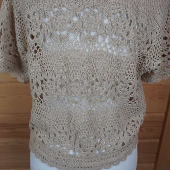 Dress Barn Tan Knit Cardigan Top‎ Size Large Petite - Picture 5 of 7